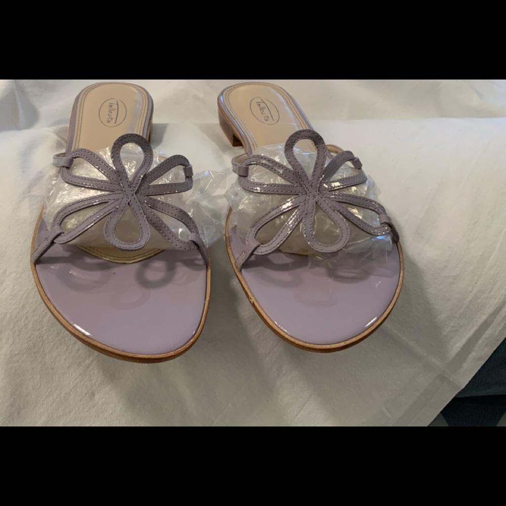 Talbots lilac flower slip on sandals.  Never worn!